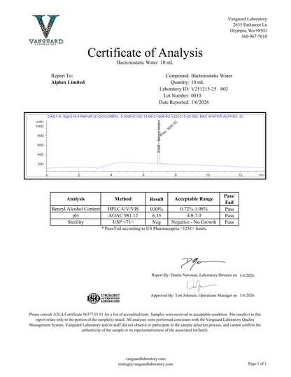 Bacteriostatic Water (containing 0.9% Benzyl Alcohol)